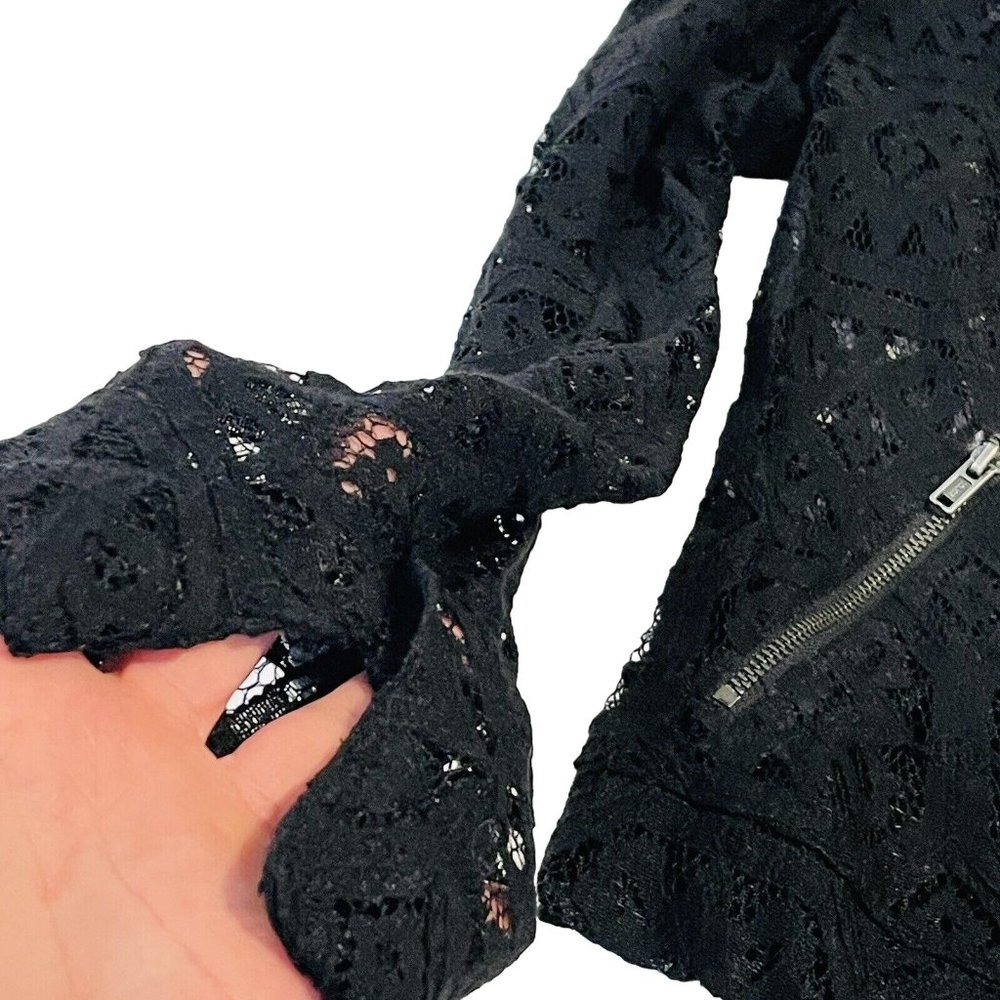 INC International Concepts Women's Deep Black Lace  Jacket  Size X Small Zipper - Picture 7 of 14